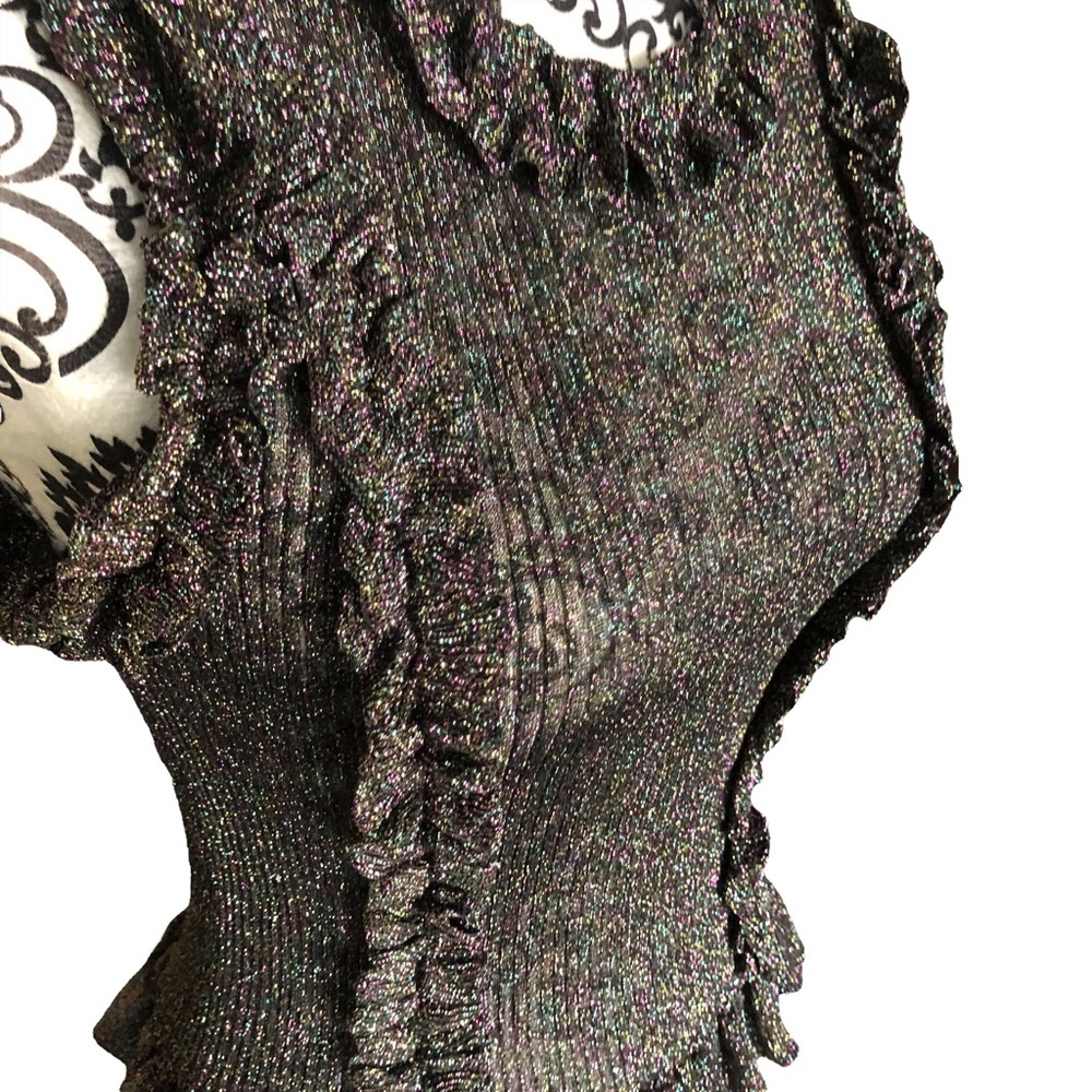 ZARA Sparkly Ruffled Top Small - Picture 6 of 13